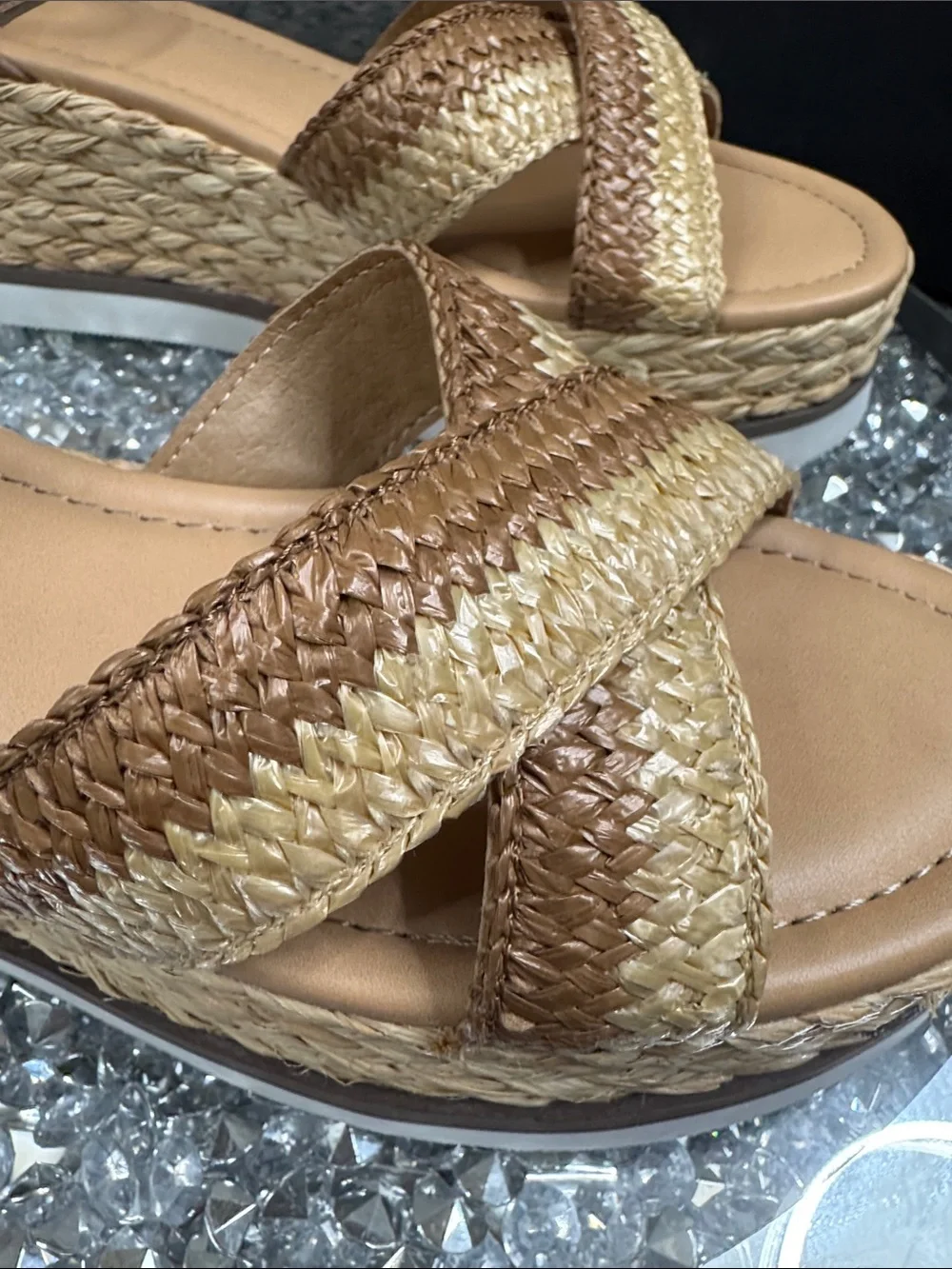 Dolce Vita odel Tan cafe Braided Platform espadrille Ankle-Strap Sandals NEW 8.5